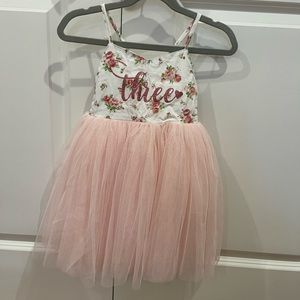 “Three” Tulle birthday dress girls size 3T